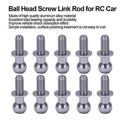 10pcs RC Aluminum Alloy Ball Link Track Rod Ball Screw Link Rod Shock Absorber End Compatible with TT01 TT02 RC Car(Sliver)