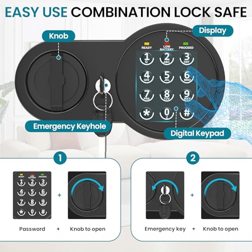 7.5 Cu Ft Fireproof Safe Box for Home,Digital Keypad,35-Min Fire Protection | 35-Min Fire Protection at 1700°F, 3-Removable Shelves, Smart Alarm & Anti-Pry Security, External Emergency Power, Silent Mode - size: 7.5 Cu Ft Fireproof