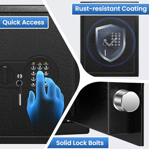17.55'' Fireproof Safe Box with Digital Keypad, 3.2 Cu Ft Home Safe | Safes with Smart Alert, 2 Removable Shelves,Keys & Pass Code,Wall Mount,External Emergency Power and Fireproof Waterproof Bag - size: 3.2 Cubic Feet