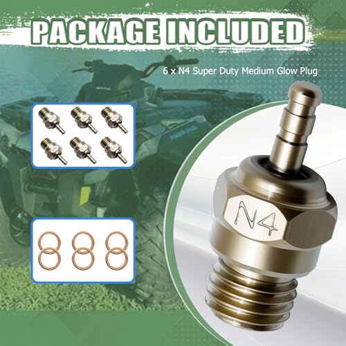 6Pcs N4 Super Duty Medium Glow Plug Compatible with HSP Traxxas 1/8 1/10 T-Maxx 2.5/3.3 RC Car, Replace for 3232X 70117