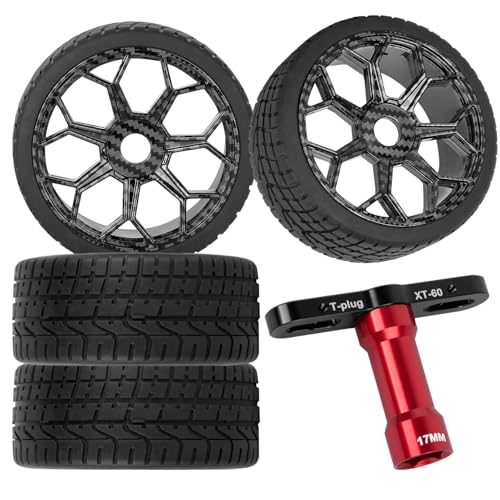 RC Wheels Tires for 1/8 Typhon 6S BLX,1/7 Infraction 6S BLX,Limitless,RC Highway Tires Wheels Soft Tires Truck Tire Highway Tires,Carbon Fibre - color: Carbon Fibre - (Rc Wheels Tires)