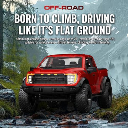 1/12 F150 RC Car 4WD Off Road Pickup, Full Proportional 2.4GHz RTR Truck with Independent Suspension, LED Lights, Long Range Remote Control(Camouflage Green/3 Battery)