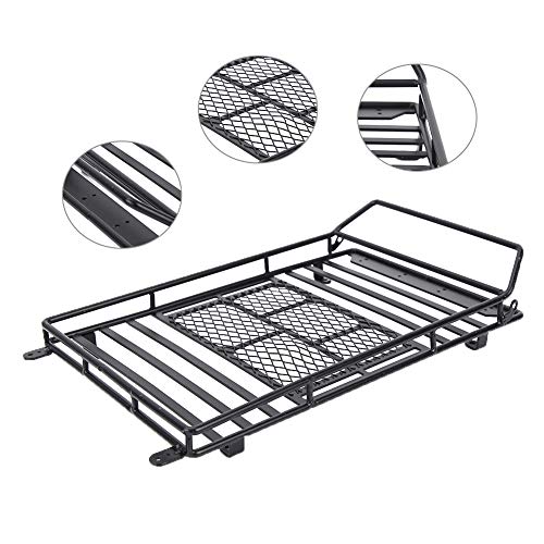 RC Crawler Roof Rack, Heavy Duty Metal with Bright LED Lights, Luggage Carrier for 1/10 Scale for RC Enthusiasts Off-Road Adventures