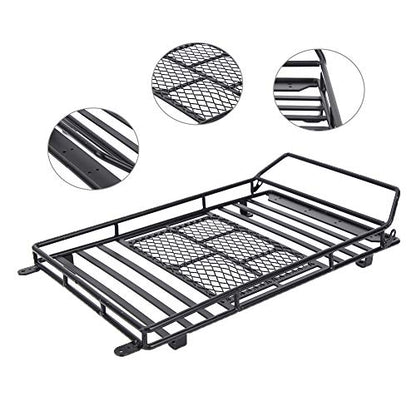 RC Crawler Roof Rack, Heavy Duty Metal with Bright LED Lights, Luggage Carrier for 1/10 Scale for RC Enthusiasts Off-Road Adventures