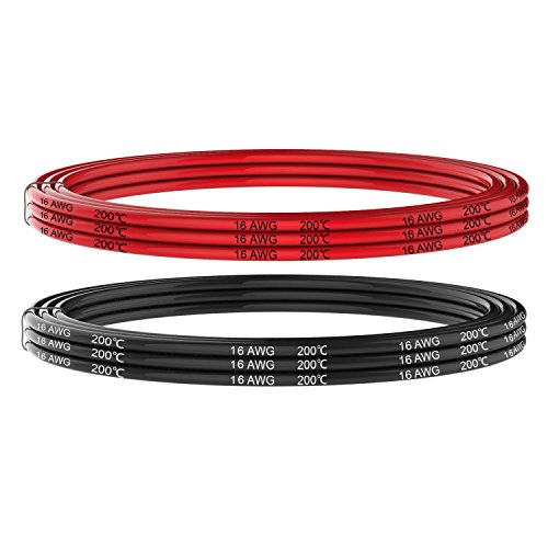 Electrical Wire 16 AWG 16 Gauge Silicone Wire Hook Up Wire Cable 20 Feet [10 ft Black and 10 ft Red] - Soft and Flexible 252 Strands 0.08mm of Tinned Copper Wire High Temperature Resistance - size: 2 Colors each 10FT, style: 16AWG