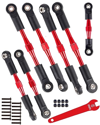 Aluminum Turnbuckles Camber Links Upgrades Part for 1/10 Slash 2WD/Stampede 2WD/Rustler 2WD/Bandit 2WD, Alloy Turnbuckles Camber Links Hops Up,Red - color: Red for Rustler 2wd
