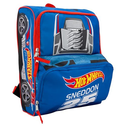 AI ACCESSORY INNOVATIONS Hot Wheels Blue Sneddon #25 Twinduction Race Car Shaped 14” Mini Backpack, Kids School Bag, Blue - color: Hot Wheels