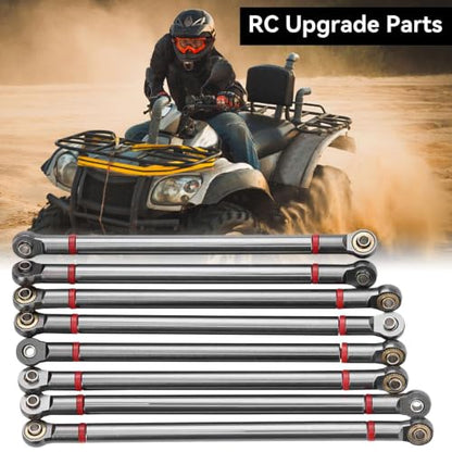 RC Link Rods, 8Pcs Aluminium Alloy Rod Links Linkage Chassis 313mm Wheelbase for Axial SCX10 1/10 Scale RC Crawler Car Steering Linkage Upper & Lower Upgrade Parts(Ti) - color: Ti
