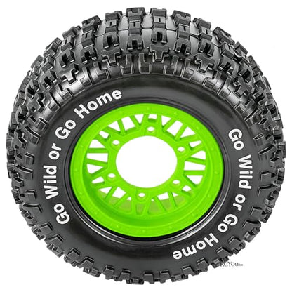 RC Wheels Tires Truck Tires 12mm/14mm/17mm Hex for 1/10 Slash 4×4 4WD 2WD/Axia1/Arrm a Senton/Redca t/Rc4w d,w/RC Wheels Hex Detachable Replace Running on Off-Road Tires,Green - color: Green- (Wheel Tires)