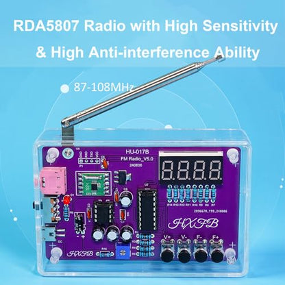 Upgraded RDA5807 Radio Soldering Kit,DIY Solder Project, Portable Radio DIY Electronic Kits, Practice Soldering Kit for Learning and Teaching Solder and Electronic