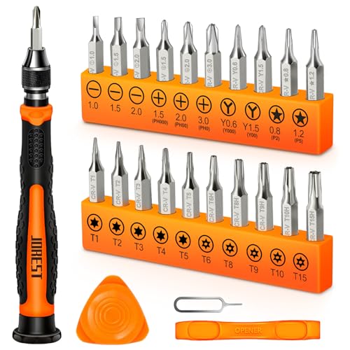 JOREST 24Pcs Small Precision Screwdriver Set with Torx T5 T6 T8 T9, Y00, Star P5, Mini Repair Tool Kit for Macbook, Computer, Laptop, iPhone, PS4 PS5, Xbox, Switch, Eyeglasses, Watch, Ring Doorbell - style: 24 in 1