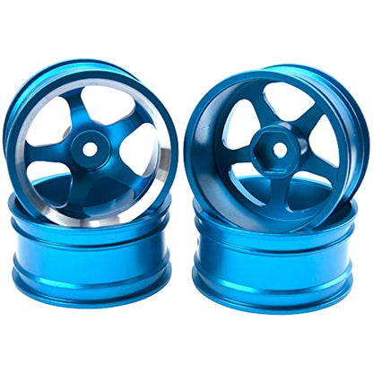 4Pcs Vgoohobby Metal Wheel Rims 12mm Hex Hub 5-Spoke Width 26mm Compatible with 1/10 Tamiya Kyosho HSP HPI Traxxas RedCat Sakura 1/10 On-Road Racing Touring RC Drift Car (Blue) - color: Blue