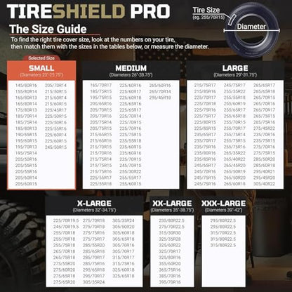 TIRESHIELD PRO Trailer Tire Covers (Set of 2) - Heavy Duty All-Weather UV-Resistant Protective Wheel Covers w/StormLock-System - Year-Round Protection for Your Trailer Tires w/ 23-25.75" Diameter - size: Small - Fits Tire Diameters 23-25.75", style: TIRES