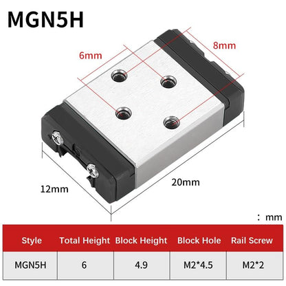 MGN5 Linear Rail 60mm 2.36" 2PCS MGN5 Miniature Linear Motion Slide Rail + 2PCS MGN5H 5mm Linear Sliding Bearing Carriage Block Black for 3D Printer and CNC Machine - size: L: 60mm / 2.36 inch, style: MGN5 Rail + H Block