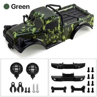 1/18 RC Pickup Truck Body Shell, ABS Impact-Resistant Upgrade for TRX4M Defender/Bronco/Wrangler (Camouflage) - color: Camouflage