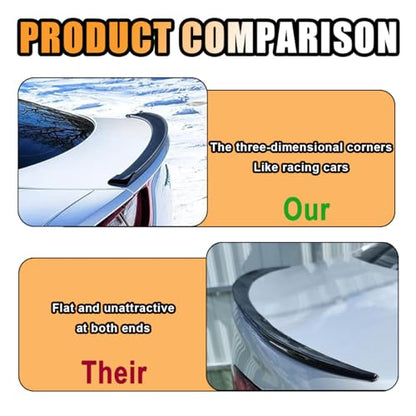 JOYCOURT Car Rear Spoiler Roof Lip Kit, Matte Black 3D Rubber Trunk Spoiler | Roof Spoiler Wing Trim Strip, Cool Car Decoration, Universal Punch-Free Vehicle Exterior Accessory Sticker for Bumper - style: Matte black
