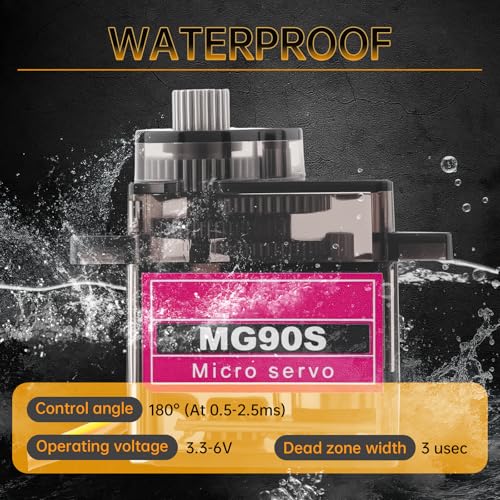 2 Pack MG90S Micro Servo Motor Full Metal Geared 9G, 180 Degree Rotation | Fit for RC car robot helicopter. Mini servos for Arduino DIY project - size: Control Angle 180 Degree