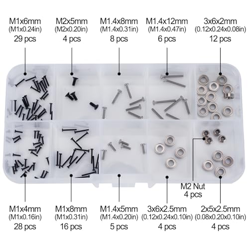 Steel Hardware,120pcs Grade 10.9 Screws Kit, Bearing & Screws Nut Set with Box for 1/30 Axial SCX30 RC Crawler Upgrades