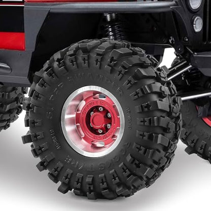 1.9" Beadlock Wheels and Tires for TRX4 SCX10 SCX10 III 90046 D90 1/10 RC Crawlers (Red) - color: red