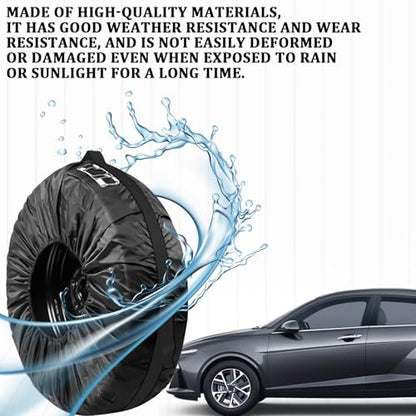 Car Spare Tire Cover, 210T Oxford Cloth Sun Dustproof Spare Tire Storage Bag, Wheel Protector with Side Tool Pouch, Adjustable Drawstring Universal 19"-23" Diameters Tire for Most Cars (Black #L) - size: Black #L