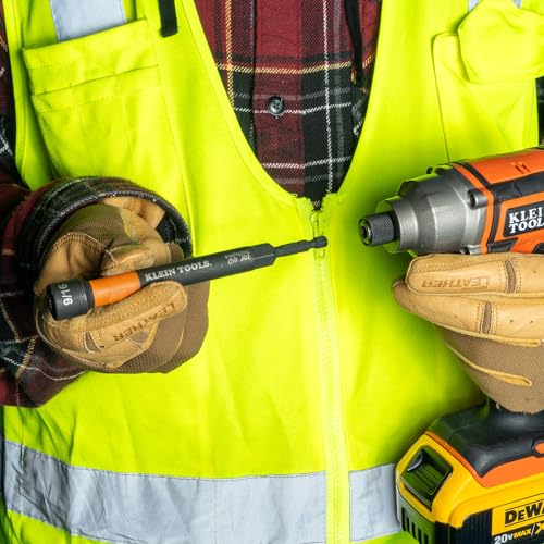 Klein Tools 32930 SAE Magnetic Impact Nut Setter Set, 6-Piece Color Coded Power Nut Driver with Extended Reach, 6 SAE Sizes - size: 6-Inch / 6-Piece Set