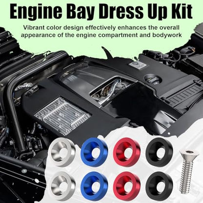 20 PCS Engine Dress Up Kit, CNC Finishing Fender Bumper Washers (Sliver) | M6 Aluminum Engine Bay Dress Up Kit, Fender Bolts for Trunk License Plate Frame - color: 20 pcs Silver