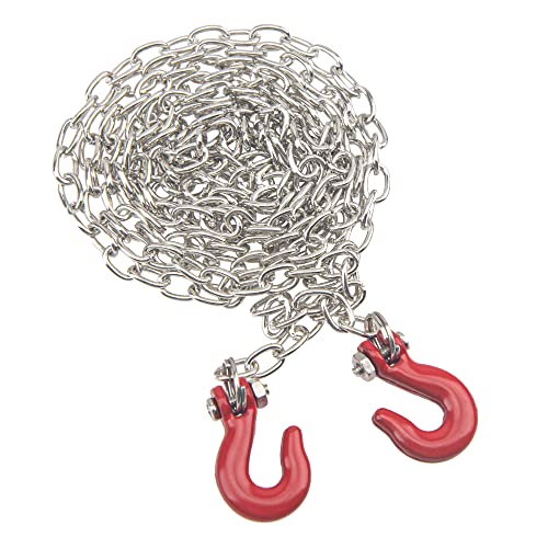 1/10 RC Metal Tow Hook with Trailer Tow Chain Buckle Shackles RC Decorations Accessories Compatible with Axial SCX10 Traxxas TRX4 90046 Tamiya CC01 D90 TF2 1/10 RC Crawler Car