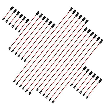 DYWISHKEY 30 Pieces Male to Female 3-Pin Servo Extension Cord Lead Wire Cable Connectors, Servo Remote Control Cables (5 Sizes)
