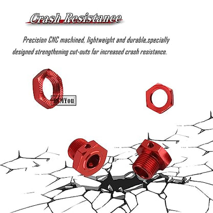 17mm Wheel Hex/Nuts & Wheel Wrench Upgrades Part for 1/7 Infraction 6s BLX/Mojave 6s BLX/Limitless 1/8 Typhon 6S BLX,Aluminum Hex Hub Adapters Hops Up,Red - color: Red - Upgrades Part