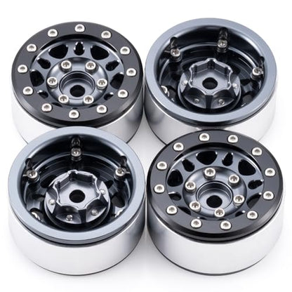1.55inch Aluminium Beadlock Wheels Rims for Axial UTB18 D90 TF2 CC01 AX90069 MST JIMNY 1/10 RC Crawler Trail Truck Car Upgrade Parts (Titanium) - color: Titanium