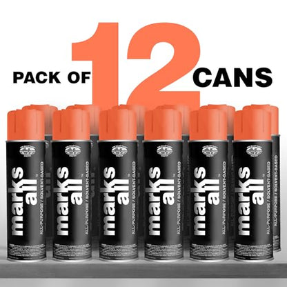 Fox Valley 18oz Marks All Solvent-Based Marking Paint 12-Pack, Red Orange - color: Red/Orange Fluorescent