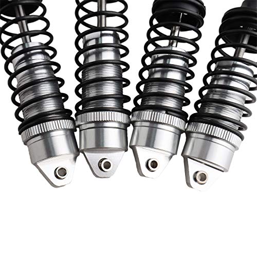 5862 Front & Rear Aluminum Alloy Shock Absorber for 1/10 Slash 4x4 Hoss Rustler Stampede Bandit VXL Nitro Shock Parts Replace of 3760 3762 SLA014 (4-Pack) (Silver) - color: Silver