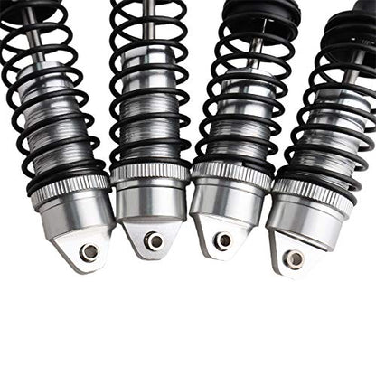 5862 Front & Rear Aluminum Alloy Shock Absorber for 1/10 Slash 4x4 Hoss Rustler Stampede Bandit VXL Nitro Shock Parts Replace of 3760 3762 SLA014 (4-Pack) (Silver) - color: Silver