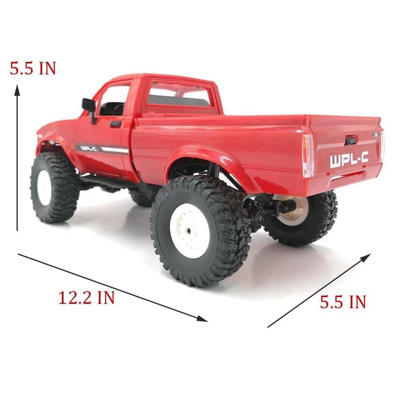 RC Rock Crawler, 1/16 Off Road Truck RTR All Terrain Car for Adult - color: Red