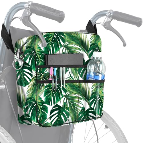 Vive Wheelchair Bag - Machine Washable, Double-Stitched, Water-Resistant Accessory Backpack for Rollators, Wheel Chairs, Walkers - Pouch with XL Pockets & Straps for Quick Installation - color: Royal Palm