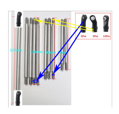 MORLORDY 10Pcs Stainless Steel RC Link Rod Linkage Set with Ball End for Axial SCX10-AXI90075 UMG10 II RC Crawler Car Upgrade Part