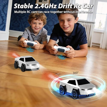 Remote Control Car Cyber-Inspired Rc Cars Toys with Drift Spray Lights Sound Automatic Follow 2.4GHz Rc Truck Toys for 3+ Boys Pet - color: Silver