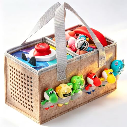 PISOSN Carrying Case for Toniebox Starter Set and Tonies Figurines, Travel Felt Cloth Musical Toy Folding Bag for Toniebox 2 & Accessories (Oatmeal) - color: Oatmeal