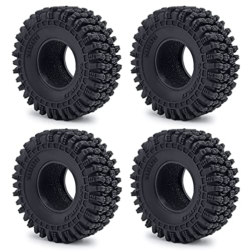 RCHUBAM 4PCS 1.0" Crawler Tires Micro Rubber Tires for 1/18 TRX4M Axial 1/24 SCX24 Deadbolt Bronco RC Crawler Car (B-58mm) - color: B-58mm