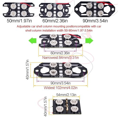 Magnetic Powered Body Post Mount Kit, 4-Pin Magnetic Body Mount with Adjustable Posts, Universal Shell Column for TRX4 TRX6 SCX10 SCX10 II Capra Gen8 D90 1/10 & 1/8 RC Crawler Upgrade