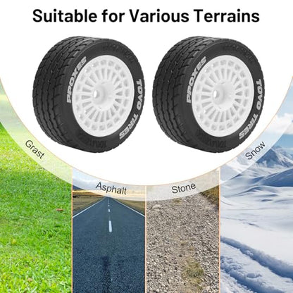 12mm Hex RC Car Tires and Wheels, daitoku 1/14 RC On-Road Drift Racing Tires for Tamiya M08/05/06 MF-01X - Style C (White) - style: Style C