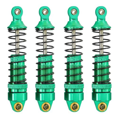 1/18 RC Aluminum Shock Absorbers Set 67mm, Pre-Assembled Suspension Damper Kit for RC Cars, Front Rear Upgrade Parts, 4PCS (Green) - color: Green