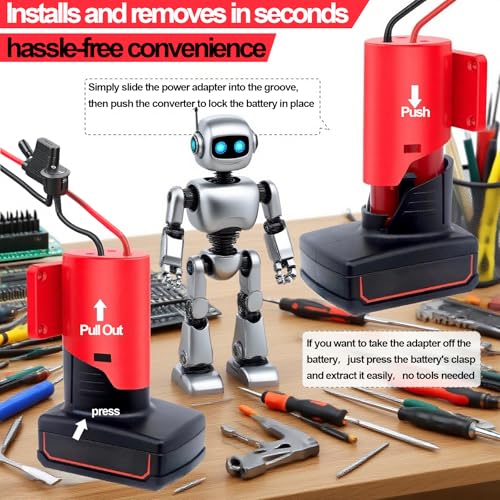 Milwaukee M12 Battery Adapter : 12V Conversion Kit with Switch, Fuse, Wire Terminals, 12AWG Wire & Power Connector-Ideal for DIY RC Car Toys and Robotics -1Pack