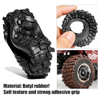 REDSPIDER 0.7" RC Crawler Tires 40mm, RS6 Composite Material Sticky Butyl Rubber Micro Mud Tires with Foam Inserts, High Grip Upgrade for 1/30 Axial SCX30 RC Car (Black) - color: Black