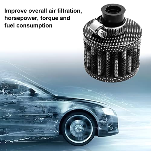 BESULEN Air Intake Filter Breather, 0.47 inch Universal Cold Air Filter, 12mm Car Turbo Vent Air Intake Filter Cleaner, Crankcase Breather Compatible with Car and Motorcycle Engine Parts (Carbon) - style: Carbon