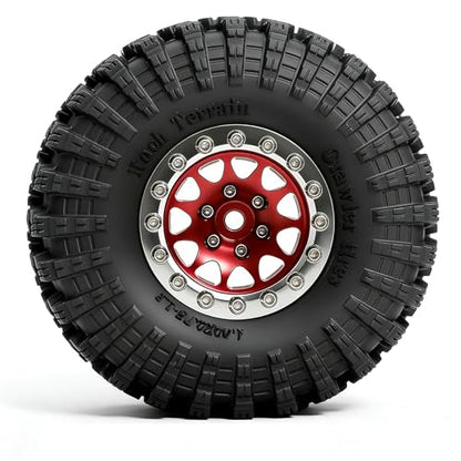 REDSPIDER•1.3 Beadlock Wheels and Crawler Mud Tires OD 2.75'' Aluminium Hub Hex Key 7mm (4PCS) for 1/18 1/24 TRX4M SCX24 AX24 FCX18 FCX24 RC Crawler Car (Red) - color: Red