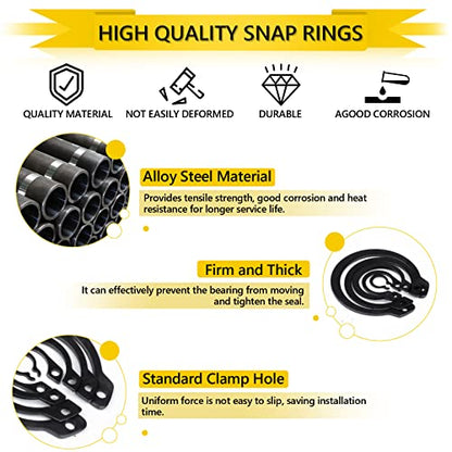 Snap Ring Set, 325Pcs Alloy Steel External Retaining Ring 15 Sizes C-Clips, Circlip Set for Axles, Shafts, and Other Moving Parts - color: Black, size: 325 pcs