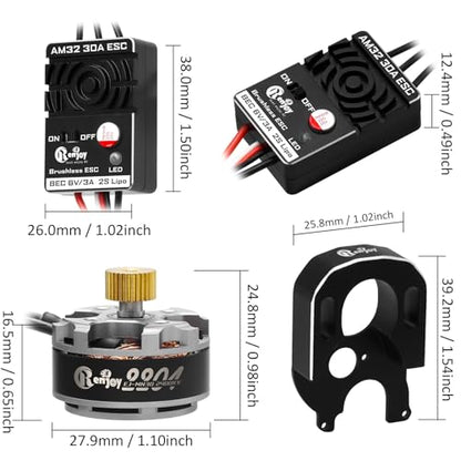 2204 2400KV Brushless Outrunner Motor with Mount and 30A Brushless ESC Electric Speed Controller for Axial SCX24 1/24 Remote Control Crawler Upgrade - color: Titanium, Without transmission