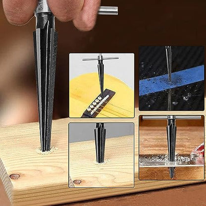 Tapered Hand Reamer Set, 3-13mm & 5-16mm 6 Flute Chamfer Reaming Tool | Bridge Pin Hole Reamers, 1/8''-1/2'' & 1/2''-5/8'', Luthier Guitar & Woodworking Tool