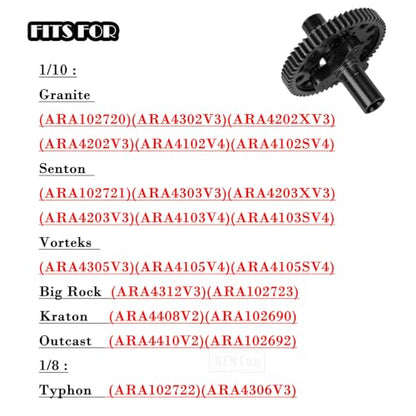 Metal Spur Gear Slipper Clutch 57T(32dp) with 15T/16T/17T Pinions Gear Upgrades Part for 1/10 Granite/Senton/Big Rock/Vorteks 3s mega550,Kraton/Outcast 4S,Black